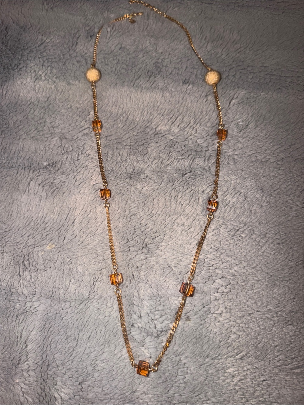 Preloved Fendi Gold-Tone Necklace with Amber Beads excellent condition 13”long